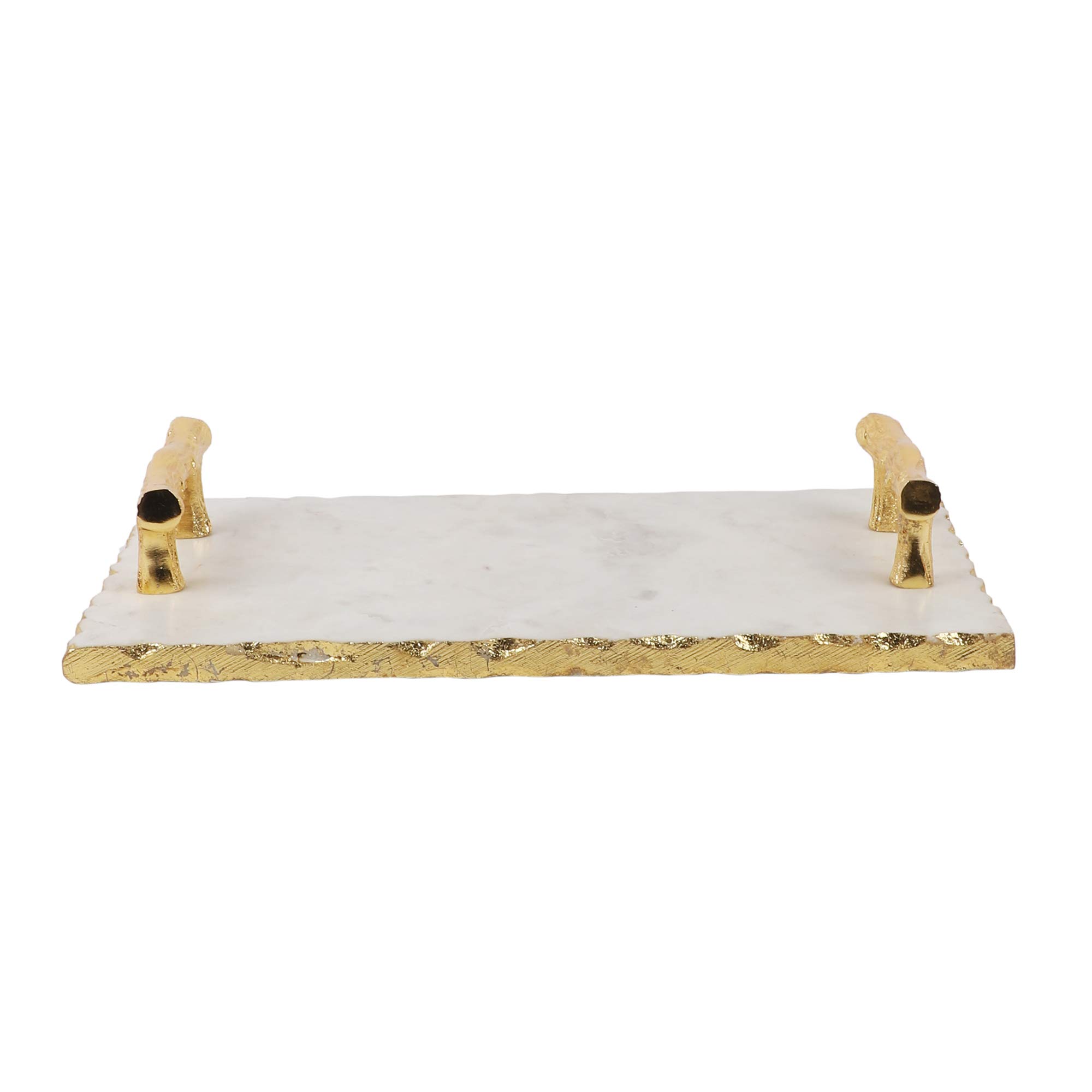 NikkisPride Handmade Marble Serving Tray with Gold Finish Metal Handle Luxury Marble Tray with Handles 4