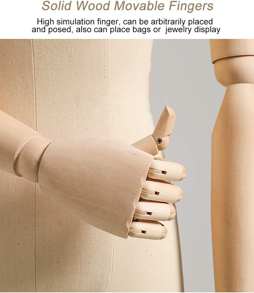 Mannequin Torso with Wheel & Arms, Female Half Mannequin Torso with Adjustable Height for Sweaters/Wellding Dress (Gold) ()