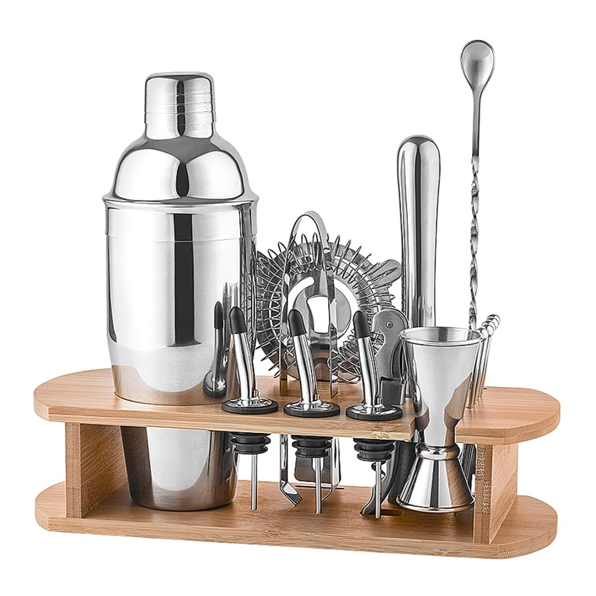 Set di 16 shaker per cocktail con scala, set da cocktail barman in acciaio inox, set professionale per cocktail shaker con accessori, latte, tazza da tè, set di attrezzi