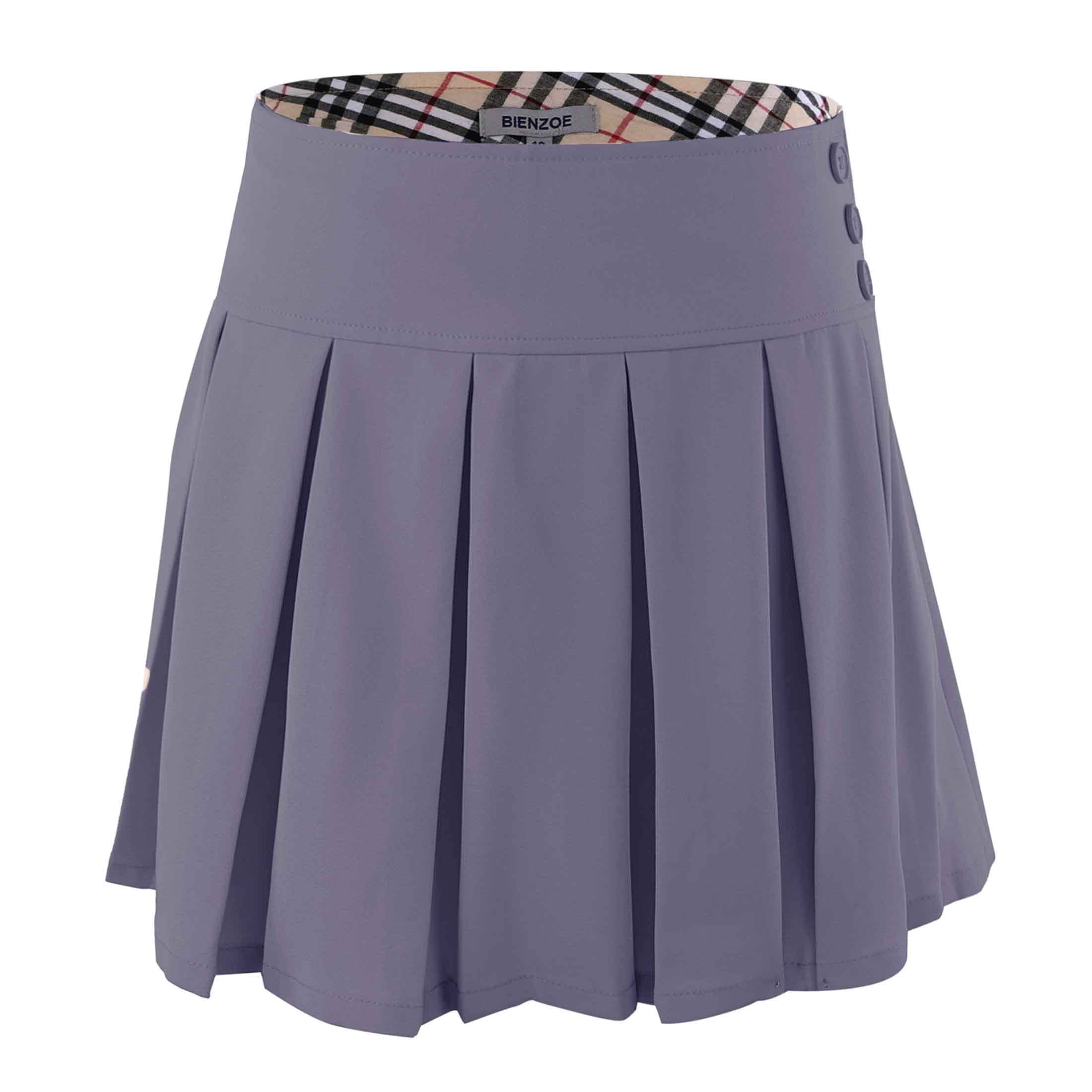 Bienzoe Bambine Scolastico Uniforme Gonne: Ragazze Vita Regolabile Estensibile Plissettato Gonne Pantalone