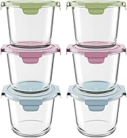 Vista 14 de Paquete de 6 recipientes de vidrio para preparar comidas con tapas de 16 onzas, juego de recipientes de vidrio herméticos de 2 tazas