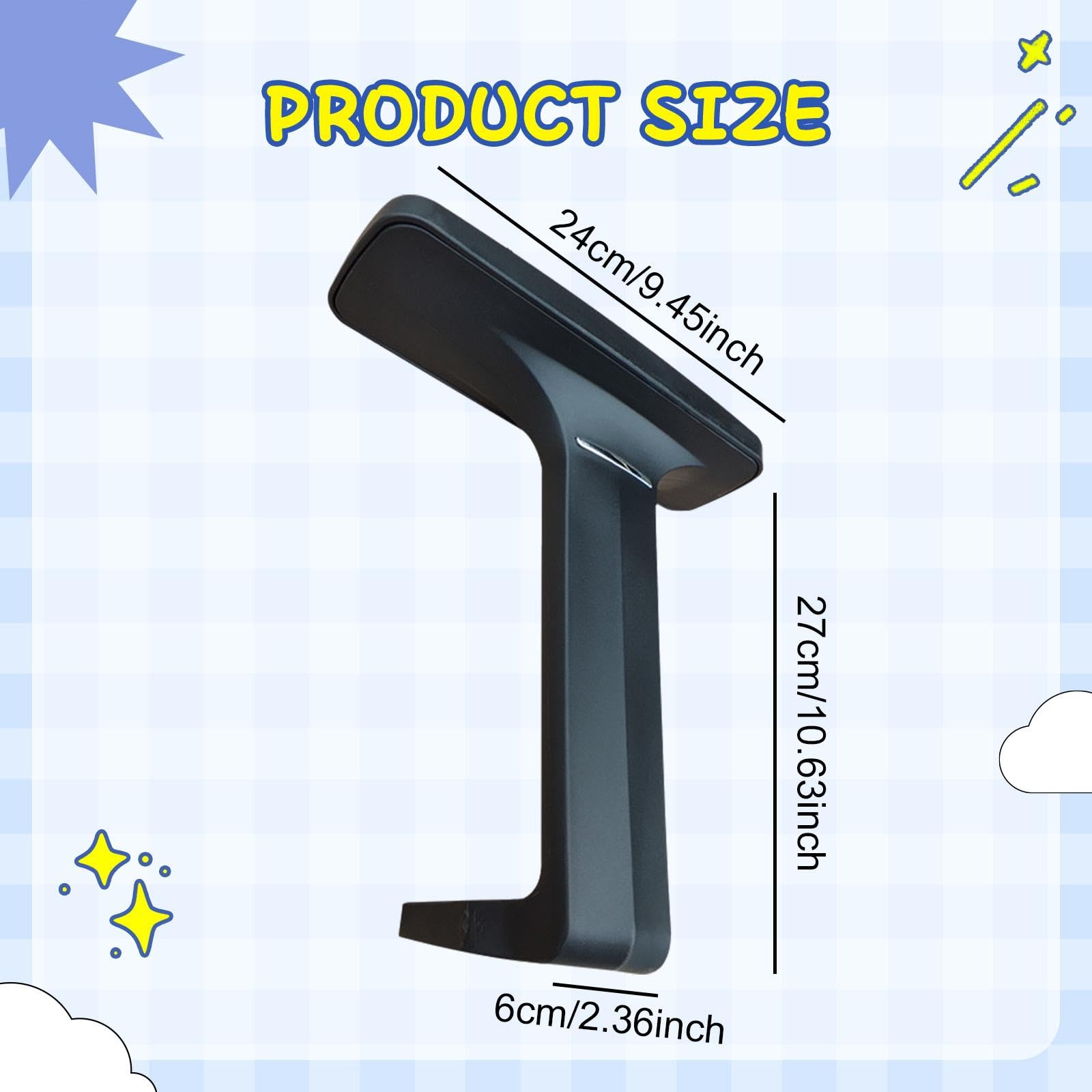 2 Reposabrazos para Silla de Oficina O Silla Gaming, Cómodos Y Modernos, 27 Cm X 6 Cm.