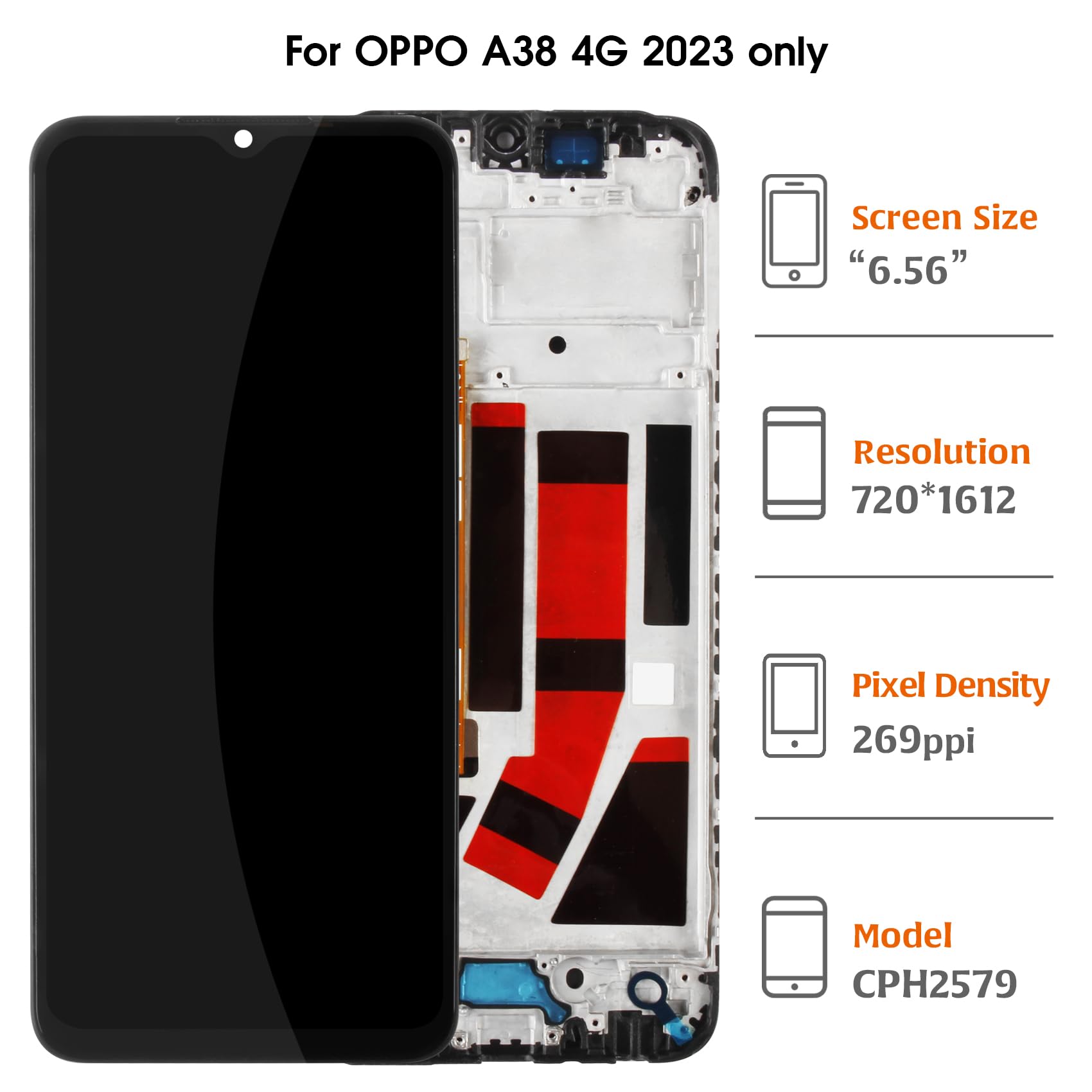 Display LCD + Touch Screen Originale Per OPPO A38 4G CPH2579 (Vetro Nero)
