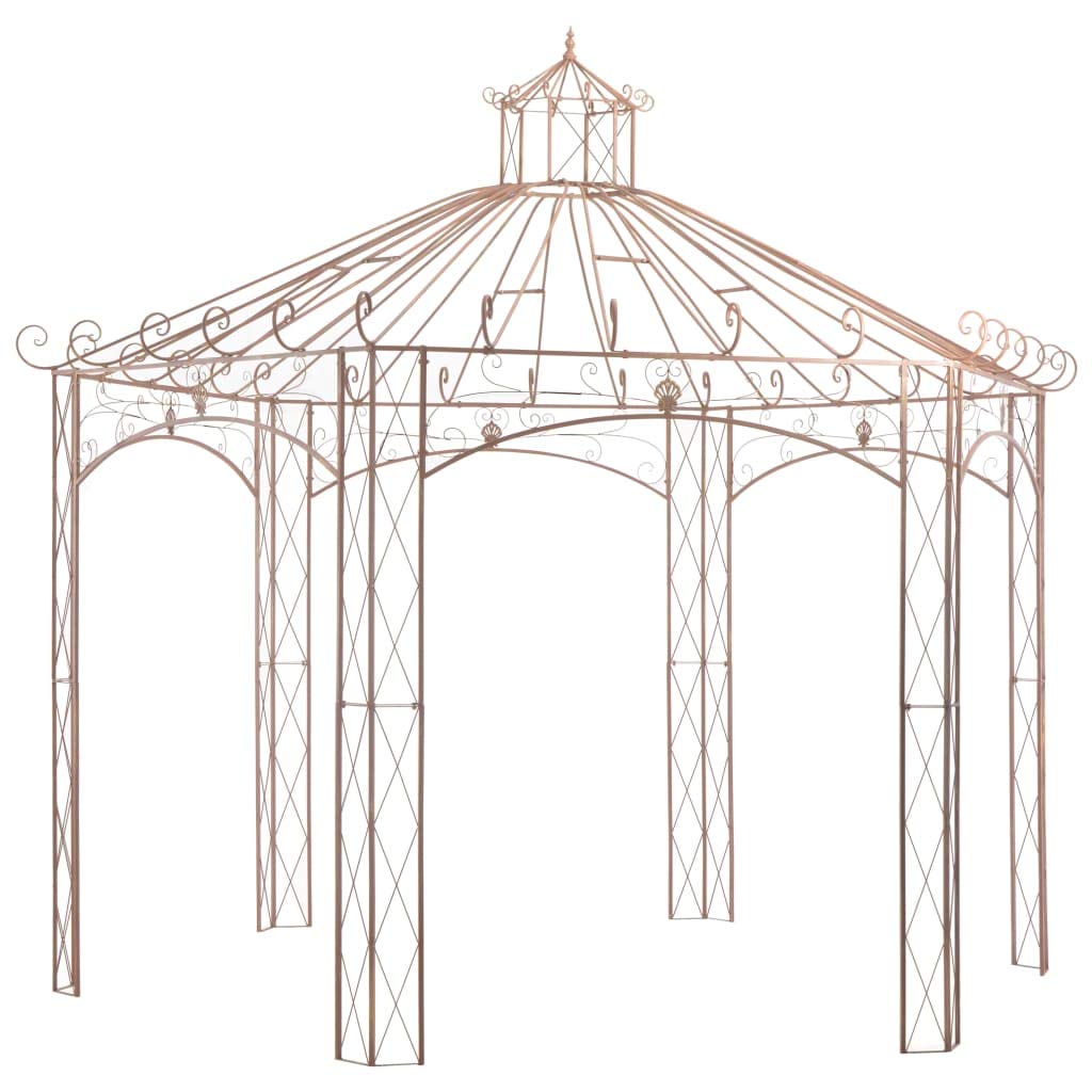 vidaXL Gartenpavillon Pavillon Rankhilfe Rosenbogen Rankgitter Eisenpavillon Metallpavillon Rosenspalier Pergola Garten Terrasse Antikbraun 4m Eisen