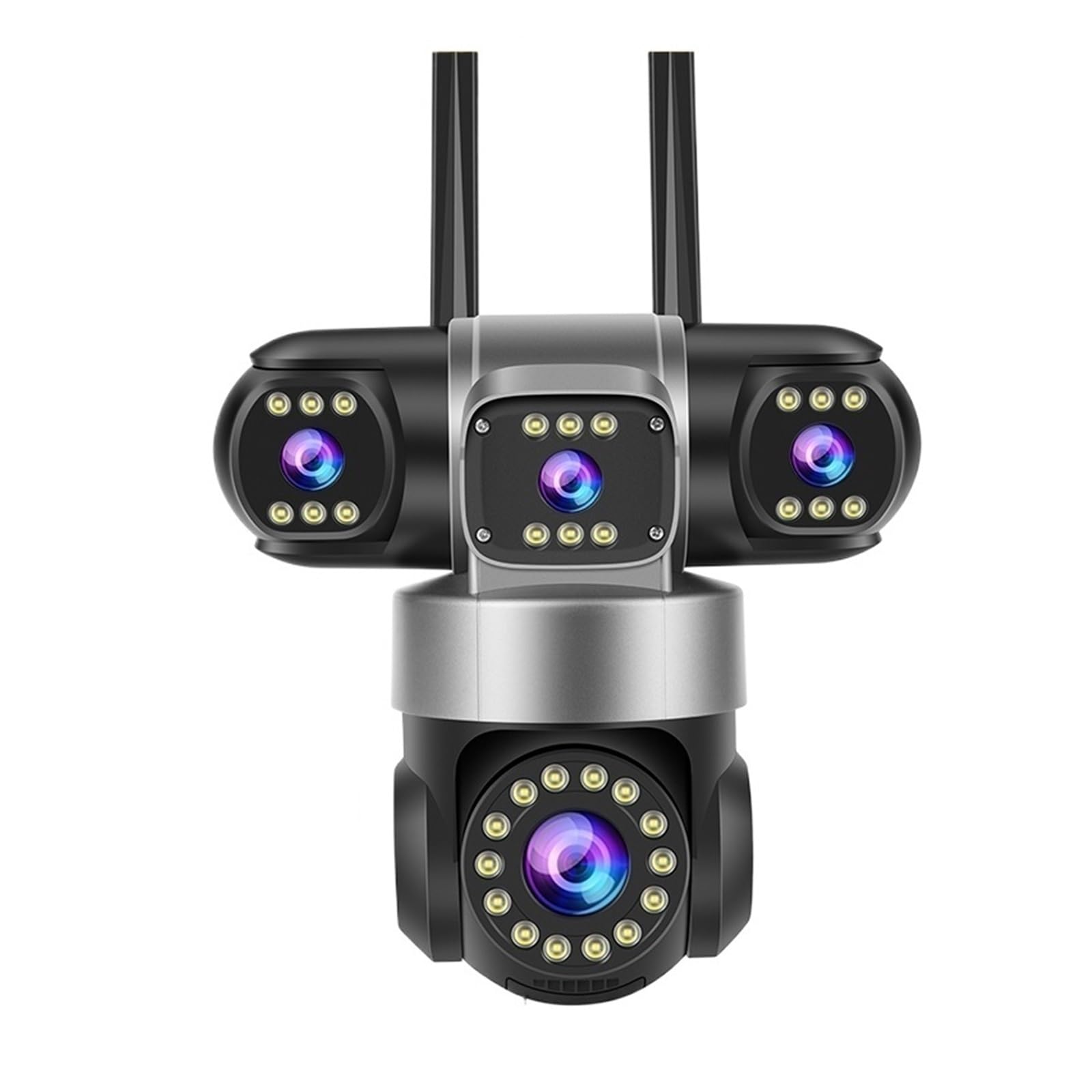 Telecamera di sicurezza esterna WiFi PTZ da 20 MP con 4 obiettivi | Telecamera CCTV con zoom 16X con impermeabilità IP66, audio bidirezionale e tracciamento automatico(UK Plug,Camera)