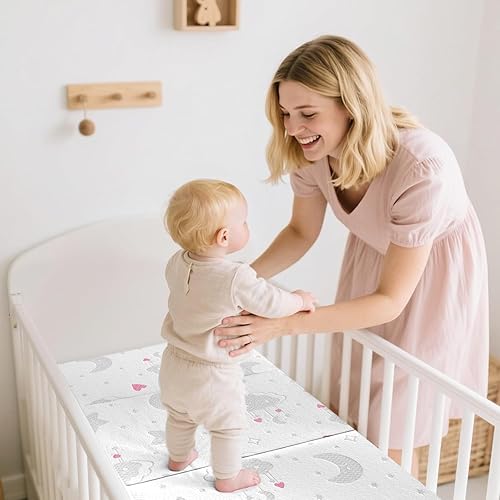 Miniatura 6 de Colchón triple Pack and Play, 38 x 26 pulgadas, colchón de espuma viscoelástica de doble cara Pack N Play, colchón plegable portátil para cuna de