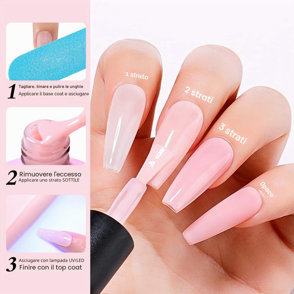 AIMEILI Base e Top Coat Semipermanente Smalto per Unghie in Gel UV LED Soak Off Kit Senza HEMA per Manicure 10ml