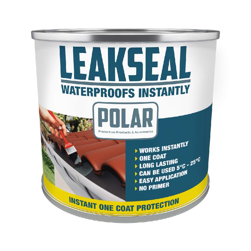 Polar Premium Black Leakseal - 500ml, Instant Waterproof Roof Sealant Paint for Leak Repairs, All Roof Types and Gutters