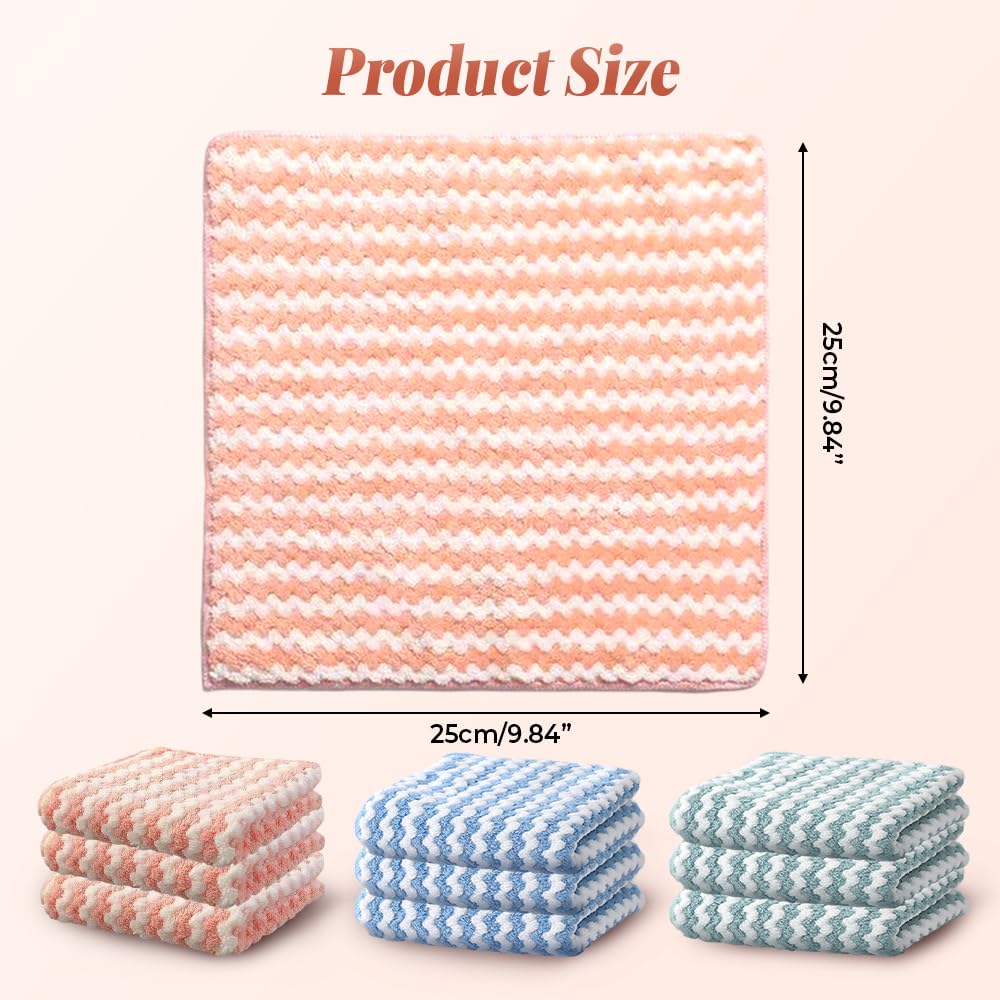 Chiffon Nettoyage Rayé Polaire Corail Réutilisable Microfibre Vaisselle