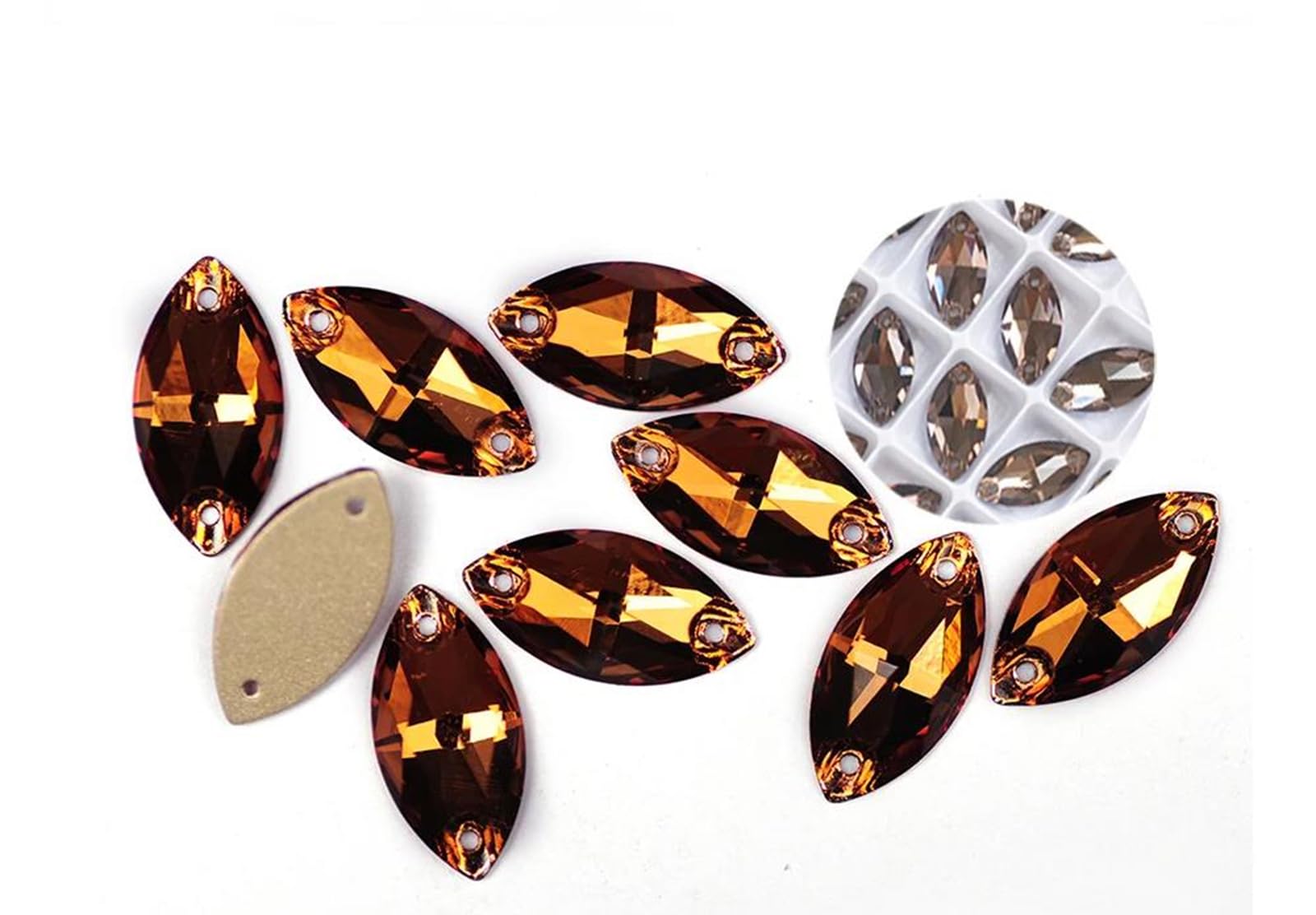 Pierres de verre topaze fumée claire en cristal premium pour garniture de haute couture