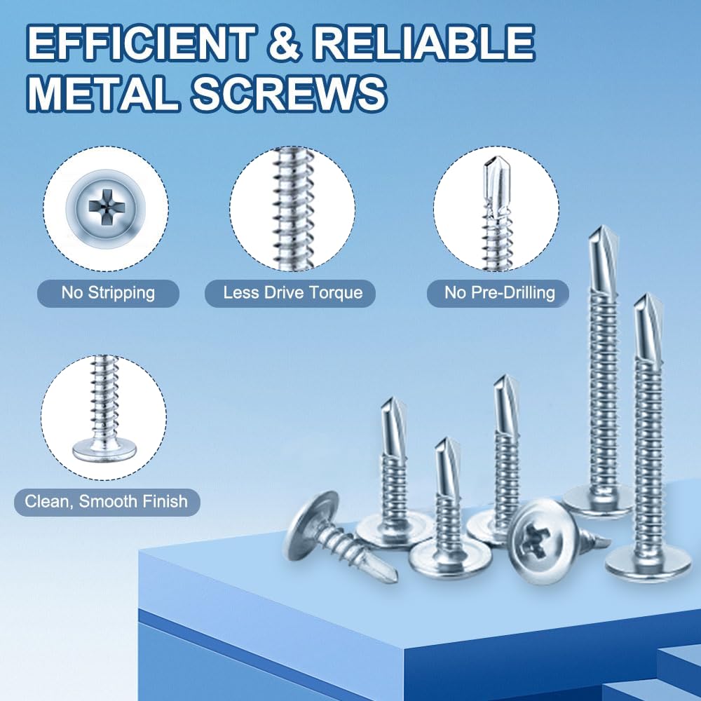 225 Pcs Pan Head Self Drilling Screws Assortment, M4.2 Metal Self Tapping Screws Set - Image 3