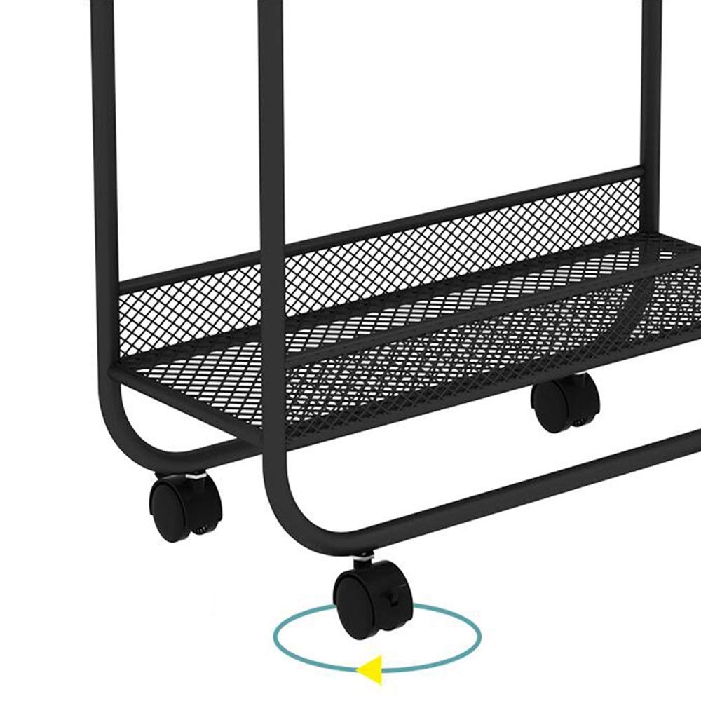 Estantería de alambre de metal resistente con 4 estantes ajustables y ruedas rodantes, ideal para baño, cocina, habitación de los niños y lavandería, color negro, cuatro capas