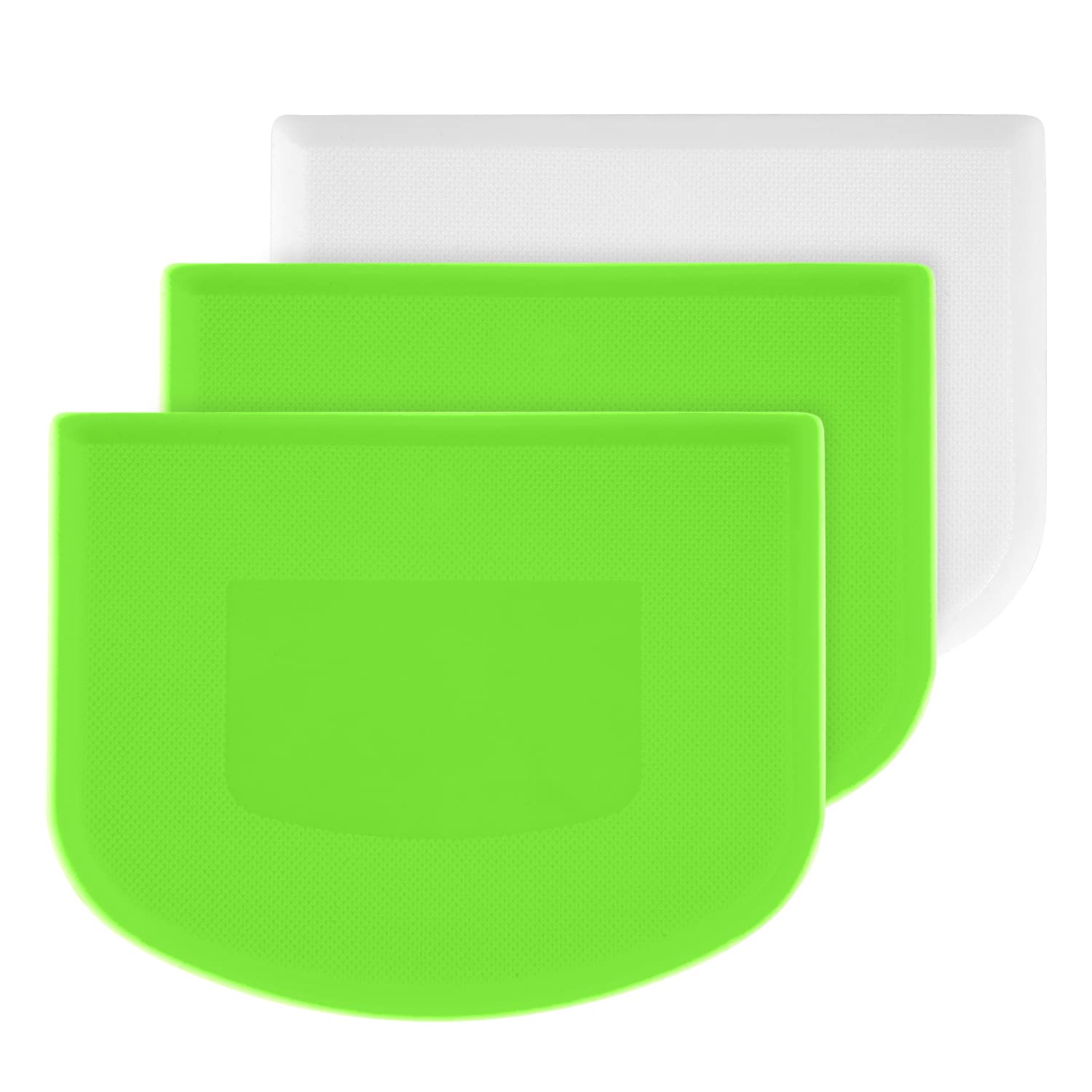 3pcs Dough Bowl Spatula, Dough Cutter Multi-Function Dough Scraper Food Scrappers Plastic Kitchen Bowl Scraper Tool for Pastry Cake Bread Pizza Baking (Green, White)