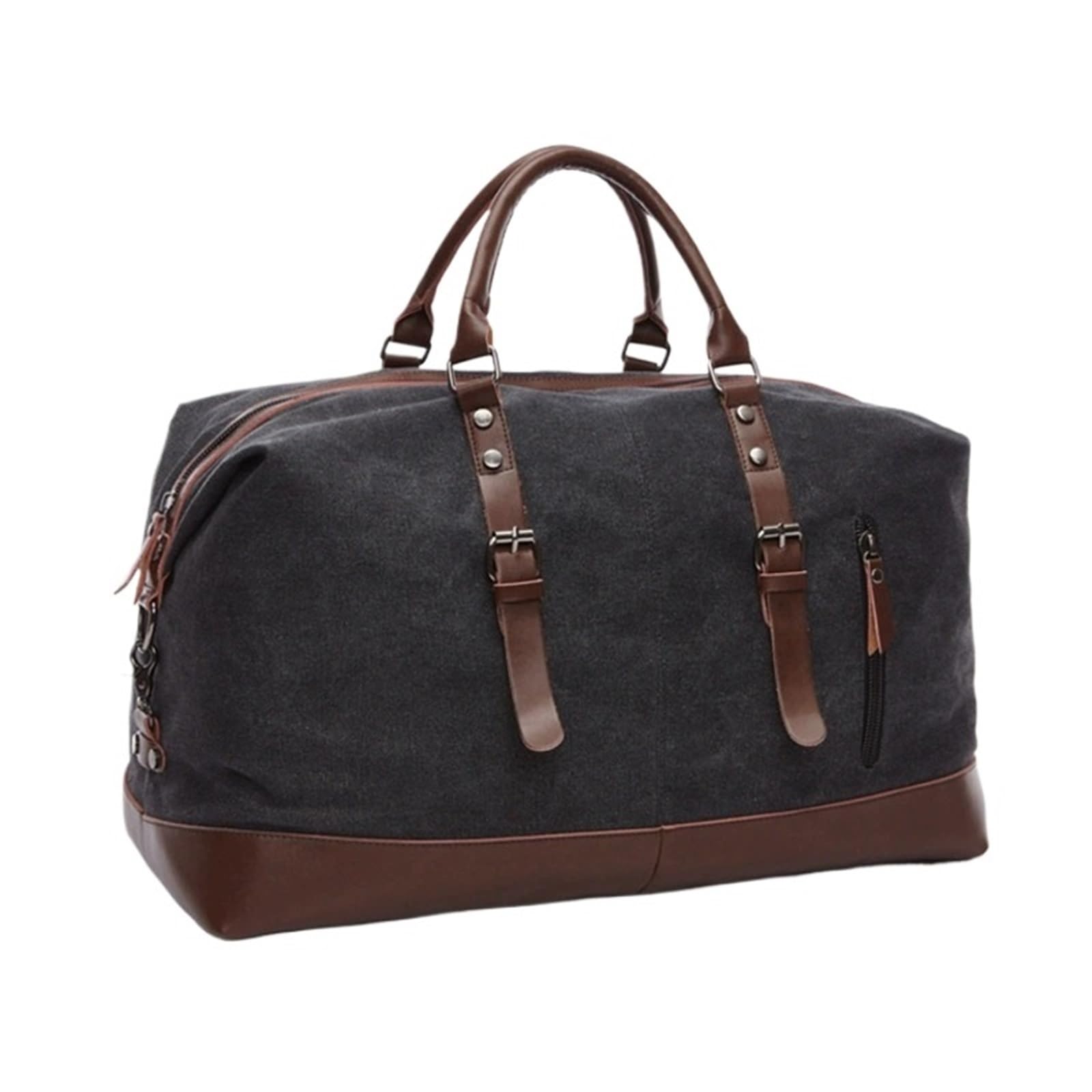 Torba podróżna męska z płótna w stylu vintage, duża torba weekendowa na bagaż podręczny(Black)