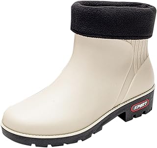 Mujer Primavera Verano Otoño e Invierno Corto Manga Algodón Removible Y Lavable Al Aire Libre Moda Trabajo Fishing Car Wash Kitchen Non Slip Warm Rain Boots Zapatos Mujer 39 Negro