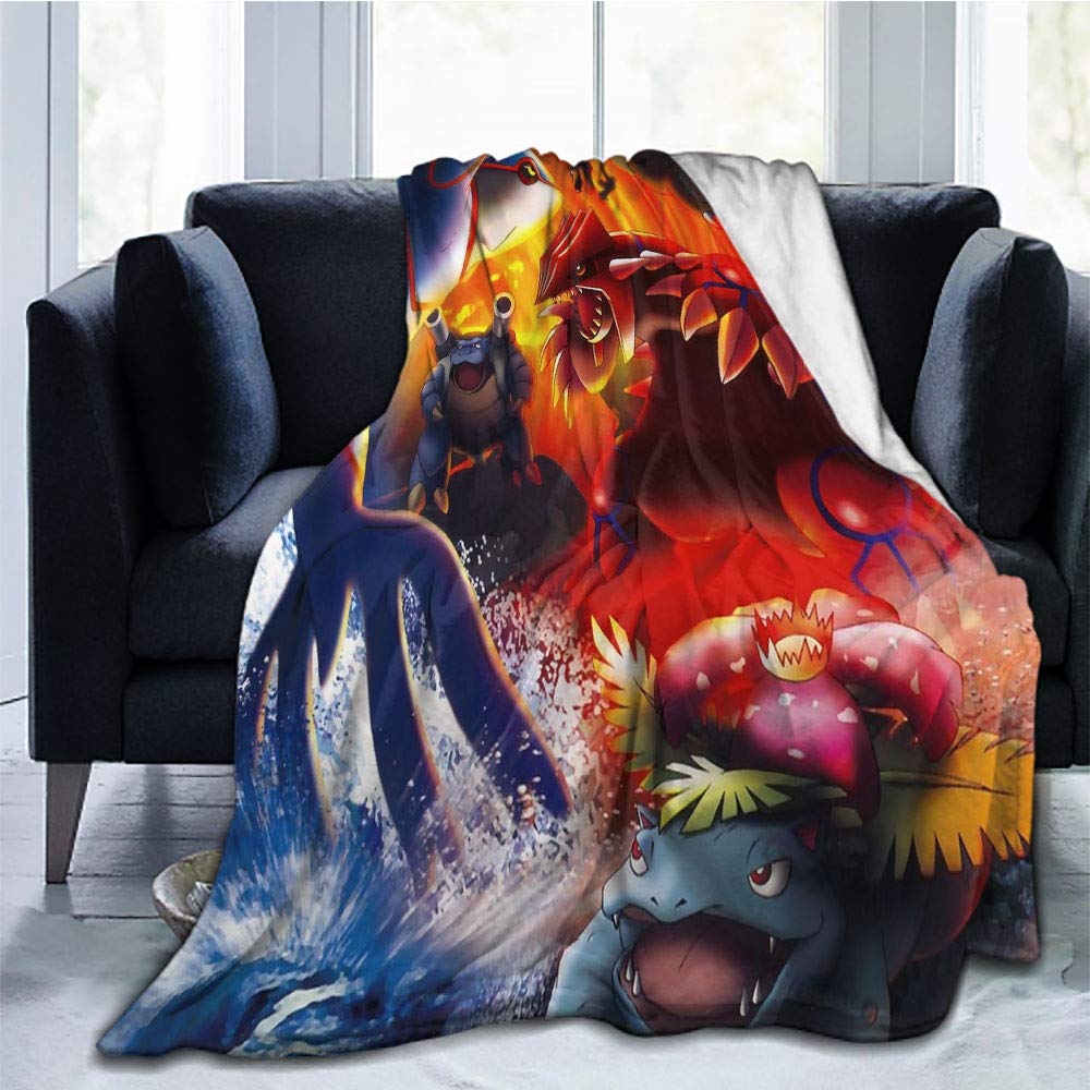 MVNTOO Plush Throw Blanket,Blastoise，Charizard，Groudon，Kyogre ，Venusaur, for Bed or Couch Ultimate Throw,W35xH60