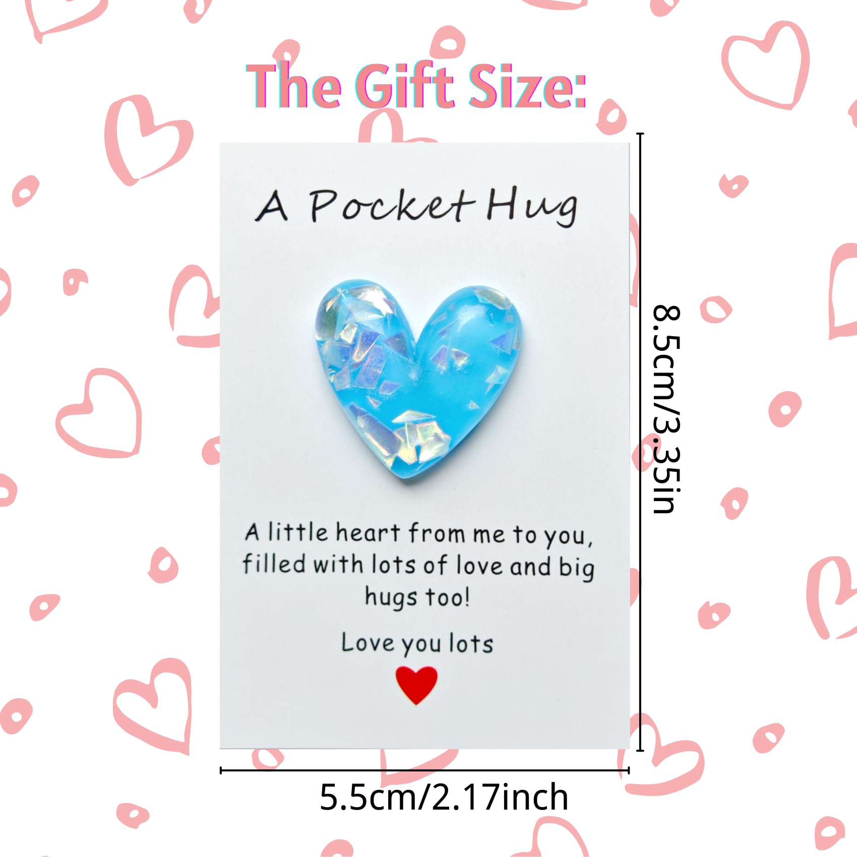 YOJO Pocket Hug Heart with Greeting Cards, Long Distance Relationship Gifts, Gifts for Boyfriend Girlfriend, I Love You Gift for Him Her (Blue)