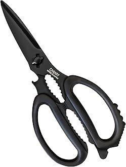CANARY Japanese Kitchen Scissors All Purpose Heavy Duty 8.2" Matte Black, Made in JAPAN, Dishwasher Safe Come Apart Blade, Multipurpose Kitchen Shears, Sharp Serrated Japanese Stainless Steel Blade