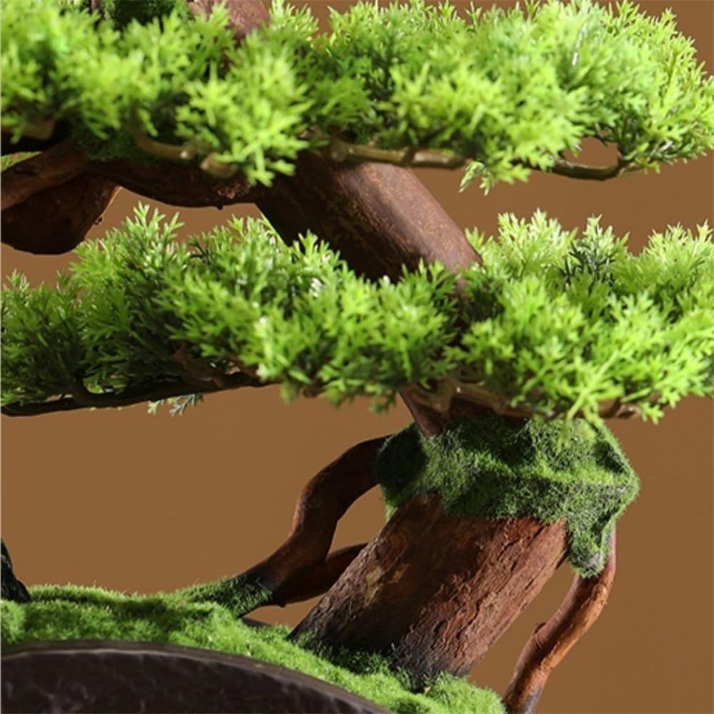 Sztuczne rośliny Sztuczne drzewko bonsai z ceramiczną płytą i podstawą do salonu, biura, na biurko, sztuczne drzewo