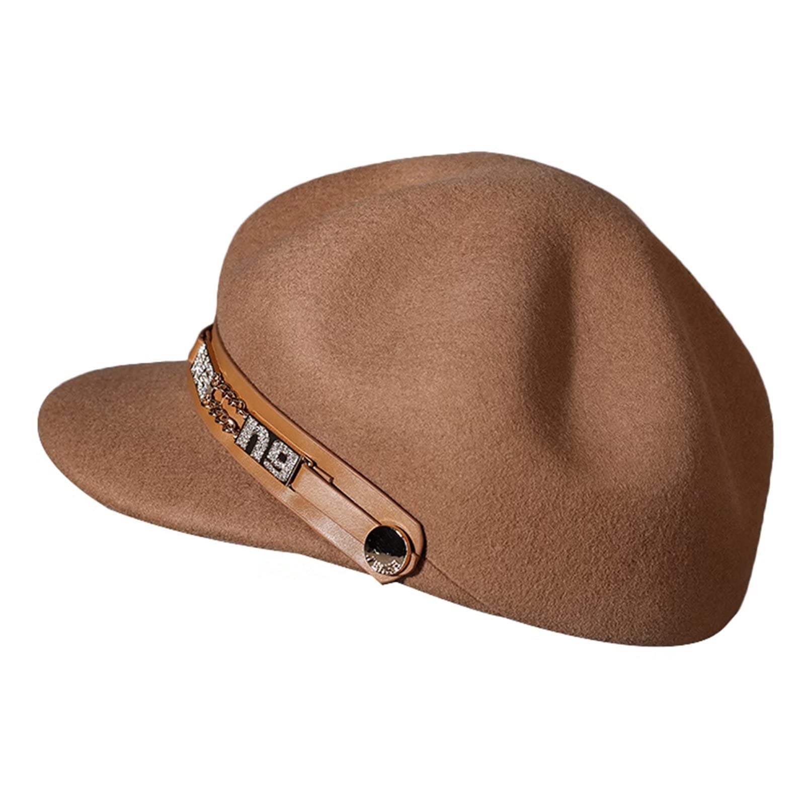 Moda 100% Lana Gorro de Fieltro para Las Mujeres cálido Invierno Boinas con Visera Sombrero Pintor Mujeres Sombrero de Fieltro