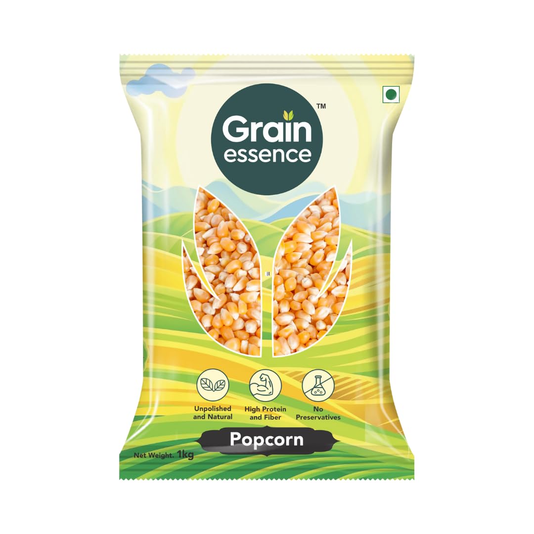 Grain Essence Popcorn Kernels | Raw Corn for Fresh Homemade Popcorn | Natural Maize Seeds | Crunchy Snack for Movie Nights | Air Popped or Stovetop Cooking | Low Calorie Whole Grain Snack (1 Kg)-picture-24