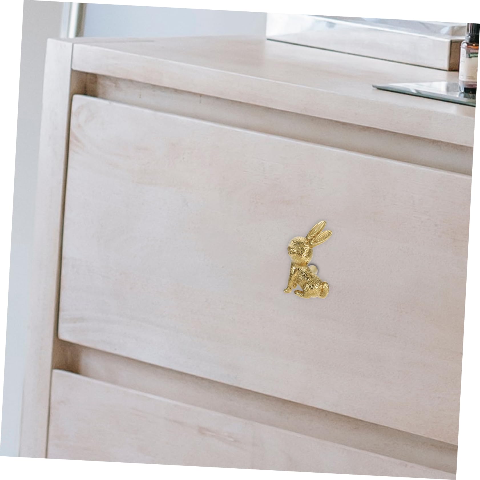 STOBAZA Versatile Brass Rabbit Drawer Knobs Animal Cabinet Pulls Nursery Dresser Handles Smooth Grip Set of 1