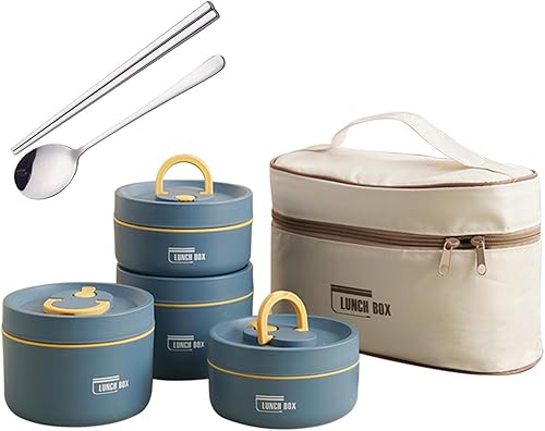 Miniatura 1 de Caja térmica Bento, Fiambreras térmicas de acero inoxidable, Juego de contenedores de almuerzo aislados con bolsa, Caja de comida aislada portátil,