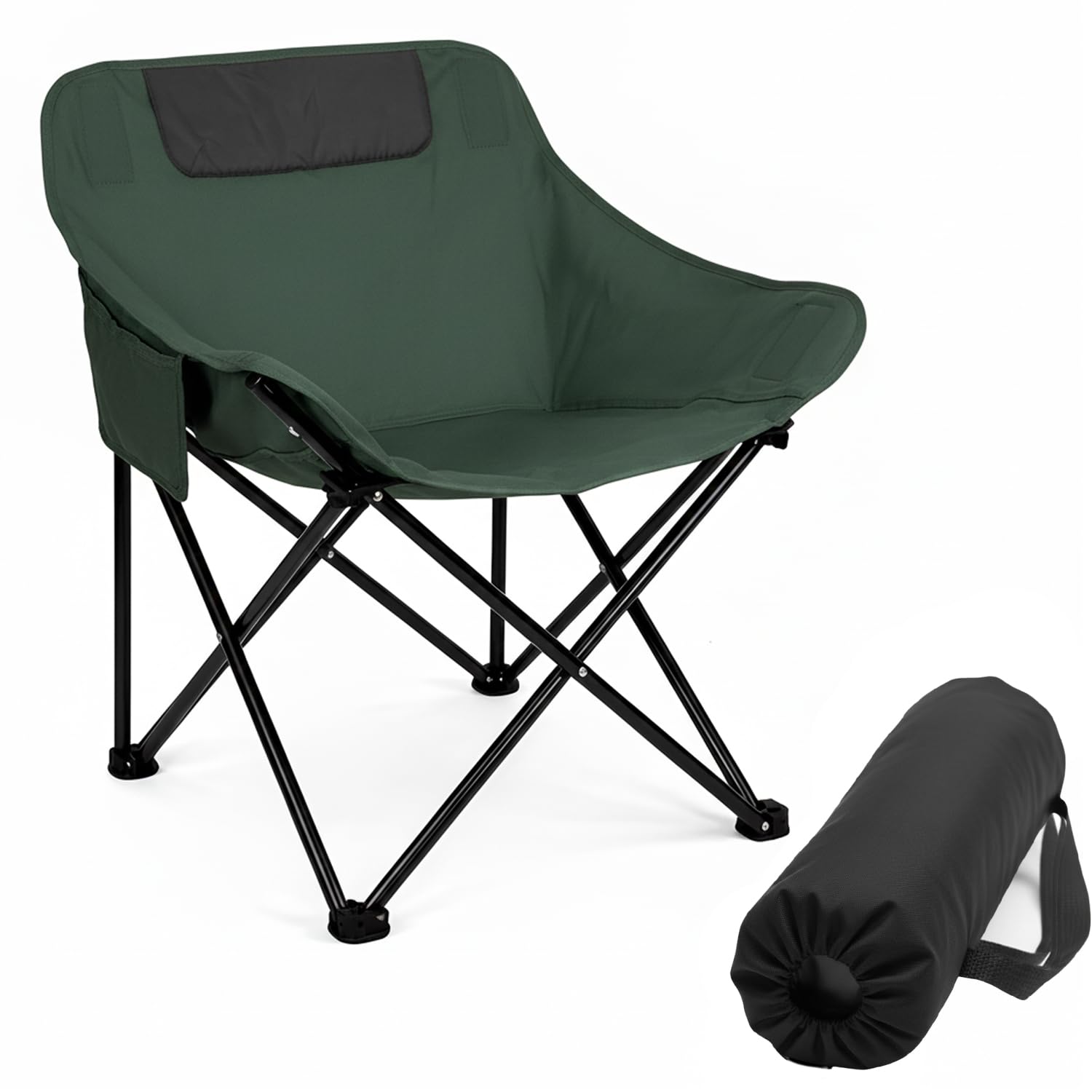 Hacer Carbon Steel Camping Chair Foldable with Backrest | Portable Folding Chair for Travel, Picnic, Beach, Garden, Trekking, Car Trips, Outdoor Camping Use Foldable Camping Chair for Adults (Green)