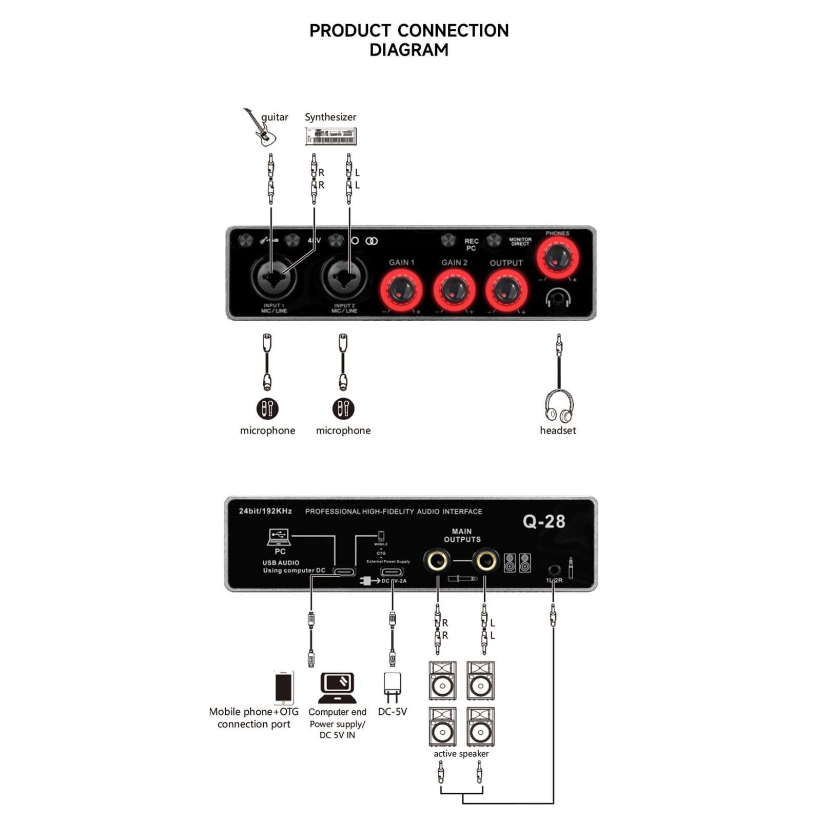 NUEAYMS Durabilità Costruzione in Metallo Interfacce Musicali USB Scheda Registrazione per podcaster Compatibilità multidispositivo Scheda Registrazione