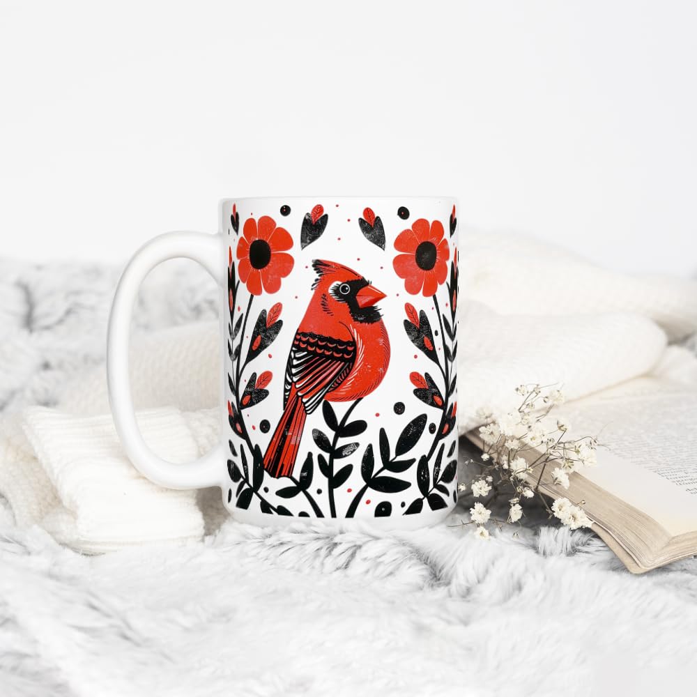 Amazon.com: Loftipop Cardinal Bird Ceramic Coffee Mug, Floral Nature Tea Cup,  Gift for Women Mom Friend Coworker (15oz) : Home & Kitchen
