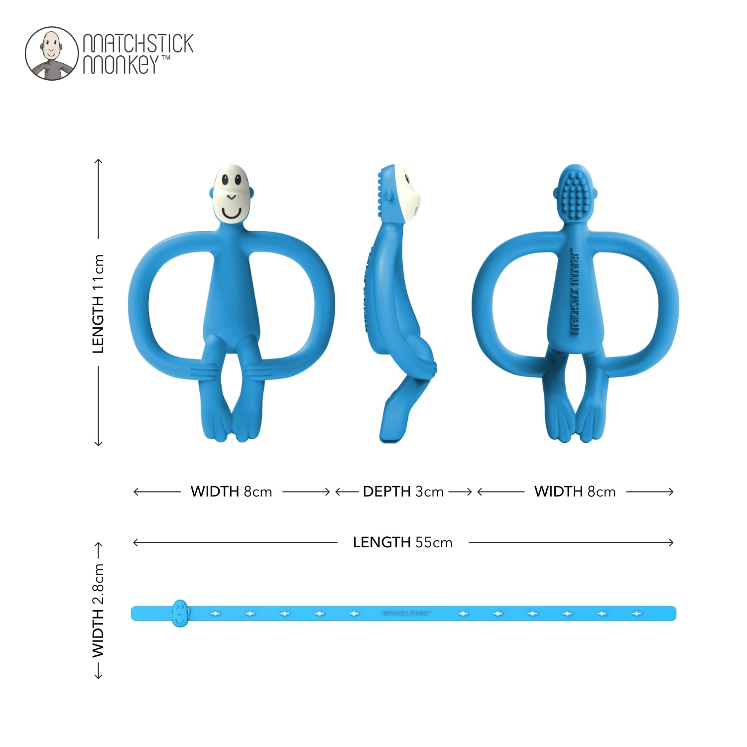 Matchstick Monkey Antimicrobial Silicone Teether & Gel Applicator, Easy Grip - Image 2
