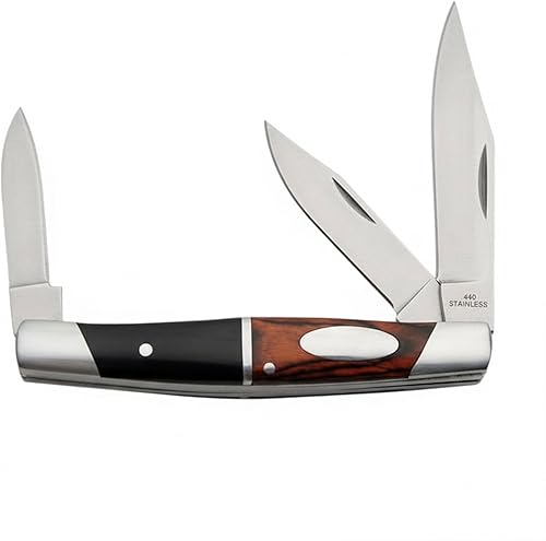 SZCO Cuchillo de bolsillo plegable de 3.5 pulgadas con 3 hojas para hombre, cuchillo de bolsillo pequeño compacto EDC con 440 cuchillas de acero