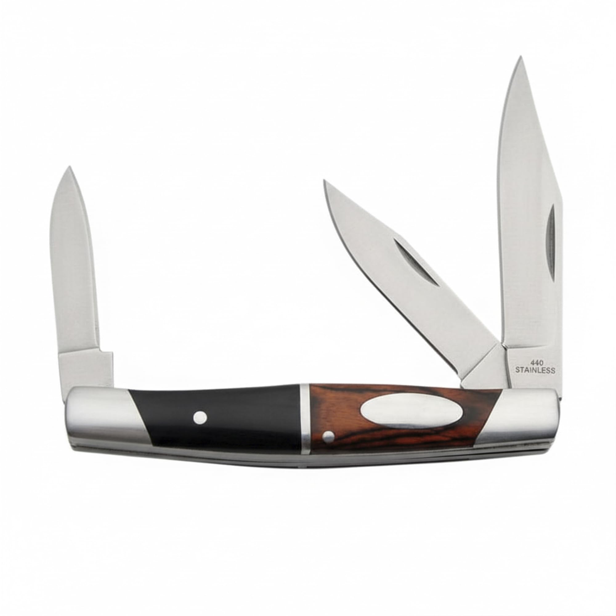 SZCO 3.5" 3 Blade Pen Folding Pocket Knife for Men – Compact EDC Small Pocket Knife with 440 Stainless Steel Blades, Burlwood Handle, Engraving Shield for Collectors