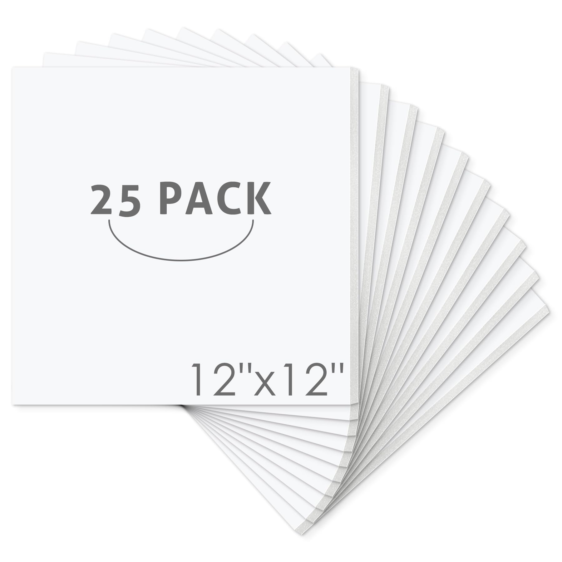 Mat Board Center, Pack of 25 Foam Core Backing Boards 1/8" (12x12, White)