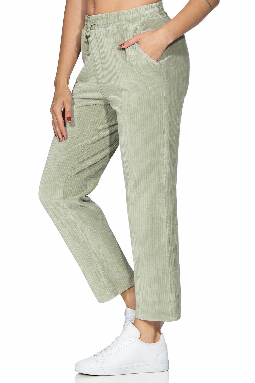 Sublevel Damen Cord-Hose Damenhose Freizeithose gerades Bein LSL-536