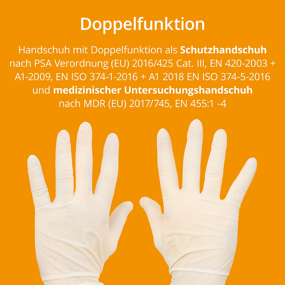 Servoprax Soft-Hand Untersuchungshandschuhe – Einweg-Handschuhe aus Latex, angerauhte Oberfläche und kräftige Qualität, ideal bei empfindlicher Haut – 