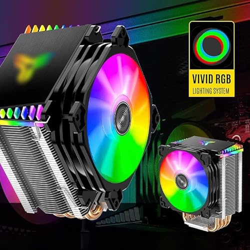 TZMRIT CR1400 CPU Air Cooler, 4 Heat-Pipes, 126mm RGB CPU Fan, Removable 92mm PWM Fans, Fins Bending, RGB Lighting for AMD Ryzen/Intel LGA 1700 115X, Black - Image 6