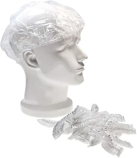 Shapenty Clear Disposable Plastic Shower Cap Waterproof Reusable Large Elastic Thick Bathing Hair Caps for Women Spa, Hair Salon, Home Hotel Use, Travel, Hat and Shoes, 20PCS
