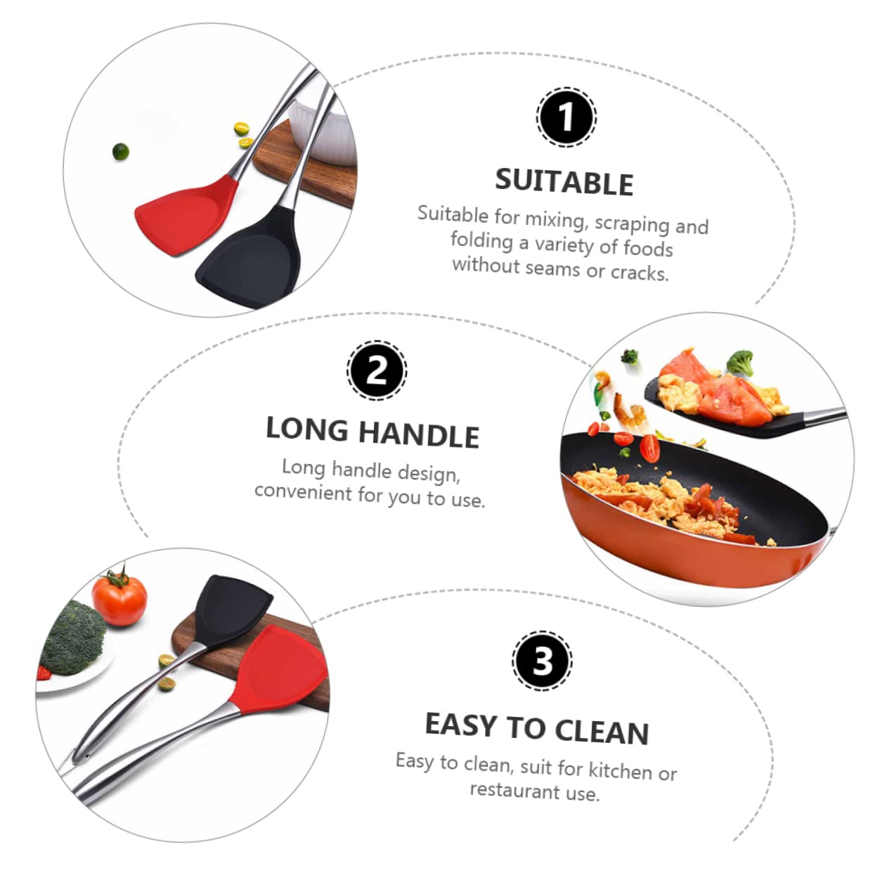 Hohopeti 3 Pezzi di Spatola in Silicone Essenziale Senza Impugnatura per Utensili da Cucina