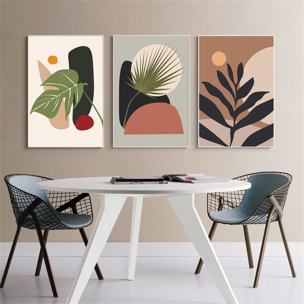 Wbyzac Green Art Prints-Abstract Modern Plants Flower Canvas Painting Geometry Art Nordic Posters And Prints Wall Picture For Living Bedroom Kitchen Room Decor-50 * 70Cm*3Pcs (No Frame)