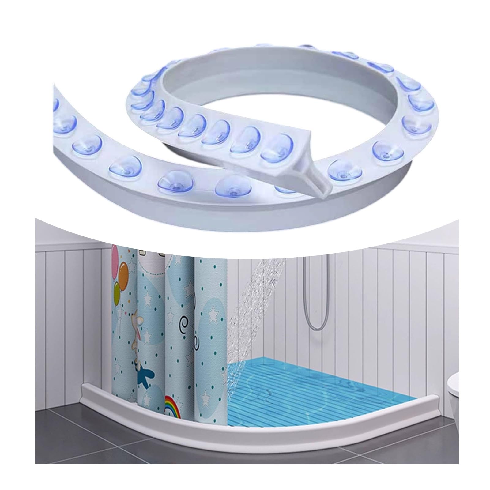 Striscia di Tenuta per Piatto Doccia, Striscia barriera antiacqua a Ventosa in Silicone Bianco for Doccia e lavandino, 100-400 cm(250cm(98in))