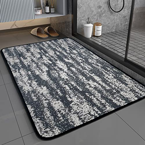 ORTIGIA Non-Slip Bath Mat Super Absorbent Bathroom Mats Machine Washable Bath Mats 40x60 cm Dark Grey Rubber Backed Ultra Thin Quick Dry Comfortable Bath Rug for Bathroom Floor Laundry Shower