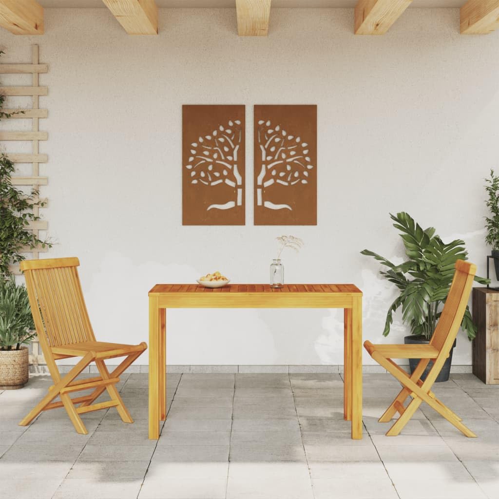 LAPOOH Tavolo da pranzo da giardino in legno massello di acacia 110 x 55 x 75 cm, set tavolo e sedie da giardino, tavolo terrazza esterna e sedie, set terrazza, mobili da giardino esterno - 366368
