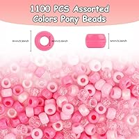 Vista 63 de Pony Bulk Beads - 1100 Pcs for Jewelry & Bracelets Making, Hair & Bracelet Beads (Dark Grey)