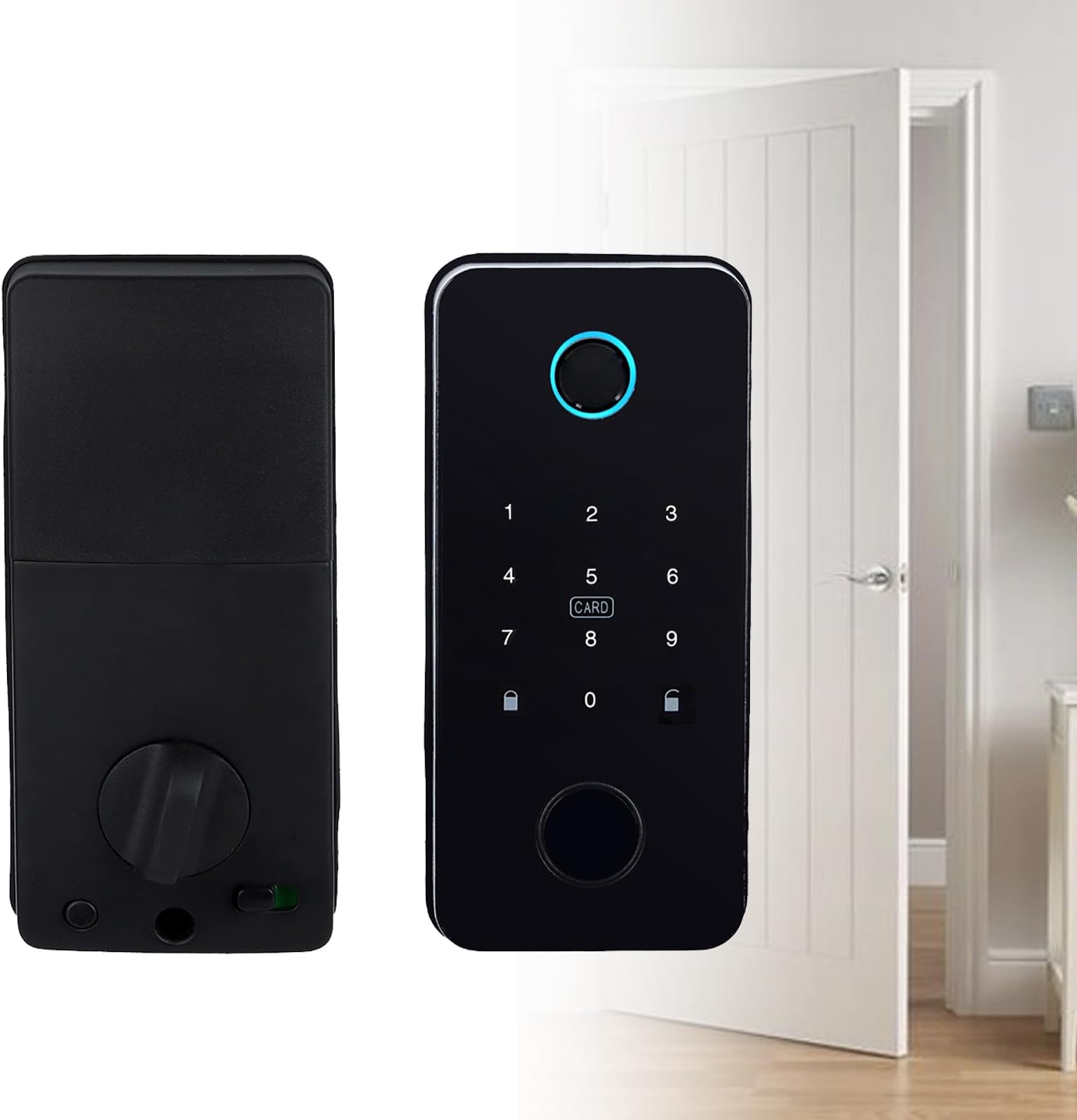 Smart Locks - Bluetooth Control Entry Door with Fingerprint and Keypad, Auto Lock Anti Peep Code, Multifunctional Lock for Home, Office, Apartment
