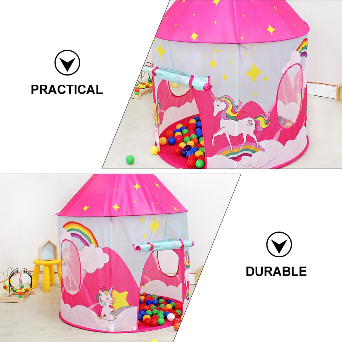 Toyvian Gioco per Bambini Rosa Poliestere e Portatile Porte Arrotolabili per Parchi e Cortili
