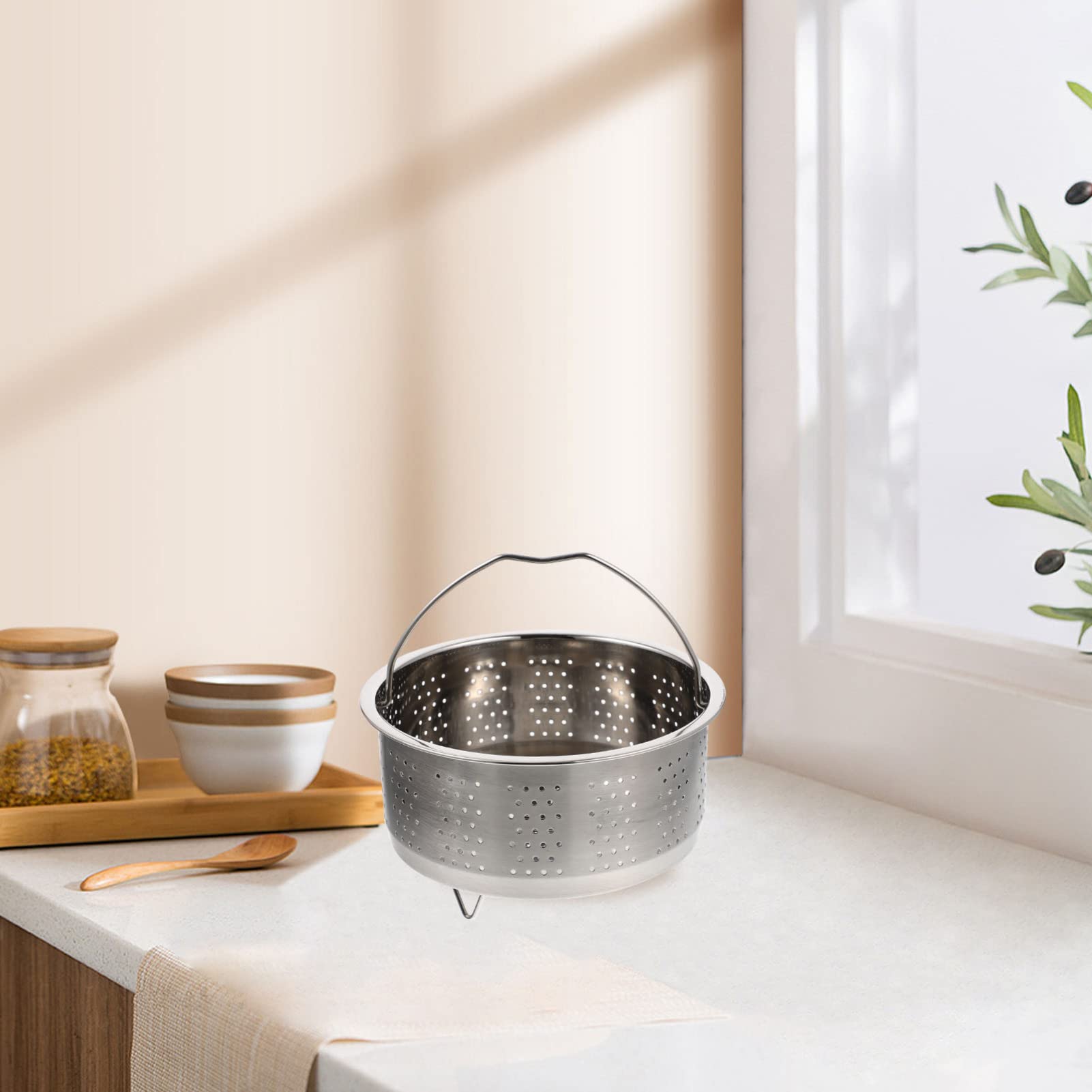 Panier Friteuse Sans Air (air Fryer) - Acier Inoxydable 304, 21x21x6 Cm, Avec Poignée - Pour Cuisson Uniforme - 11