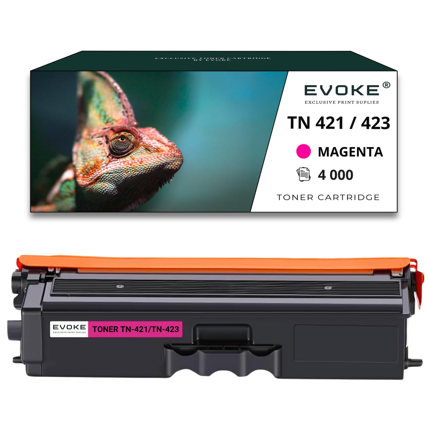 EVOKE TN423 TN-423 Toner Kompatybilny z Brother DCP-L8410CDW MFC-8690CDW MFC-8900CDW (Zestaw CMYK) 18500 Stron