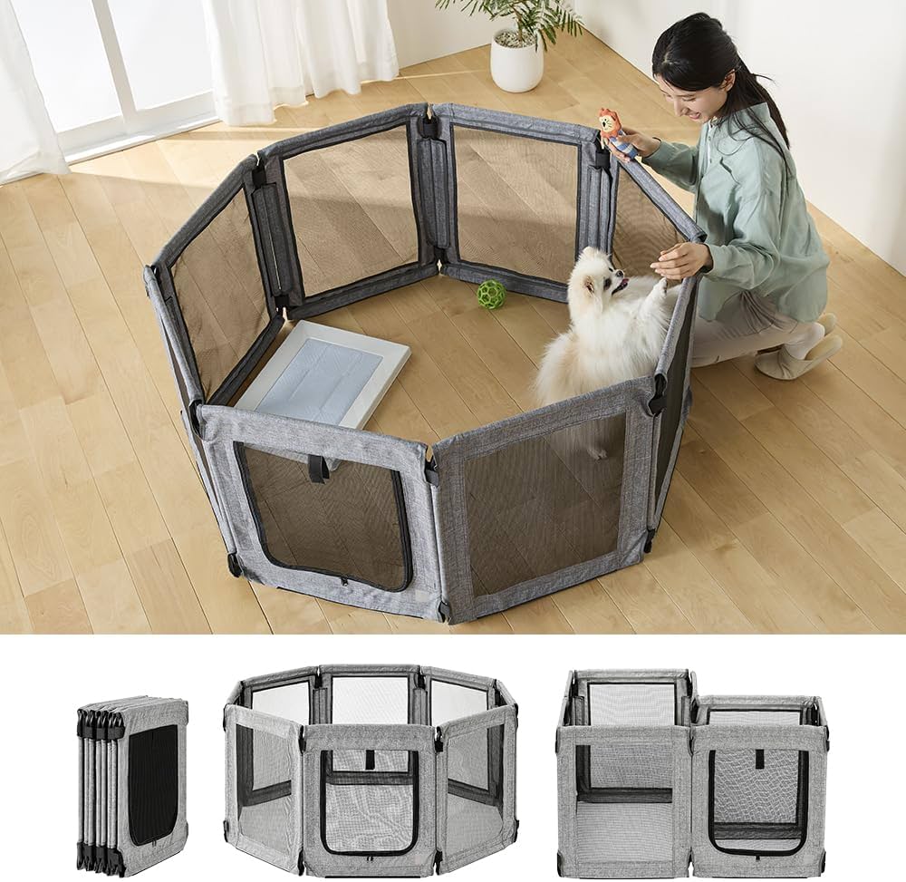 Amazon | アイリスオーヤマ ペットサークル ケージ 折りたたんで洗える