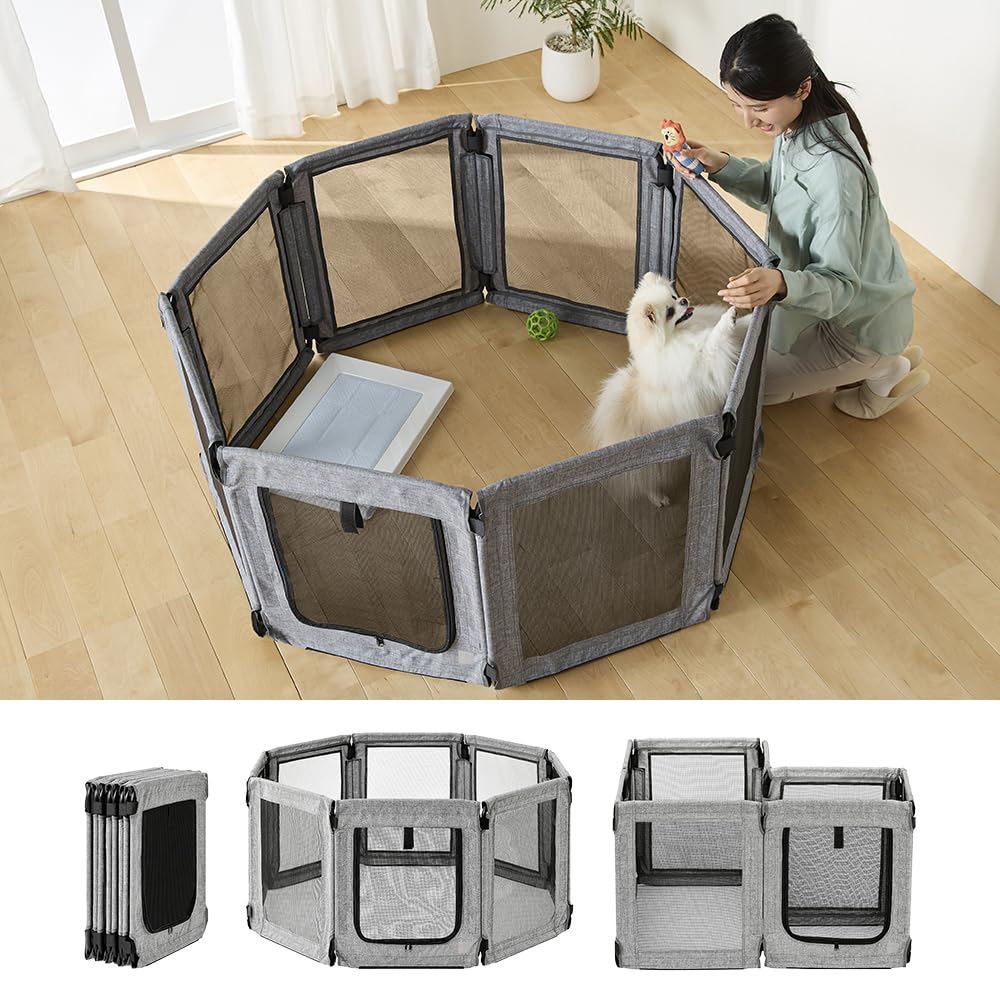 Amazon | アイリスオーヤマ ペットサークル ケージ 折りたたんで洗える